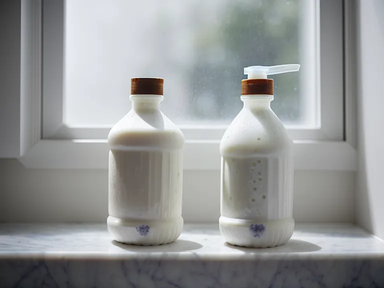 Two different bottles of oral probiotics comparing labels on a bathroom counter.