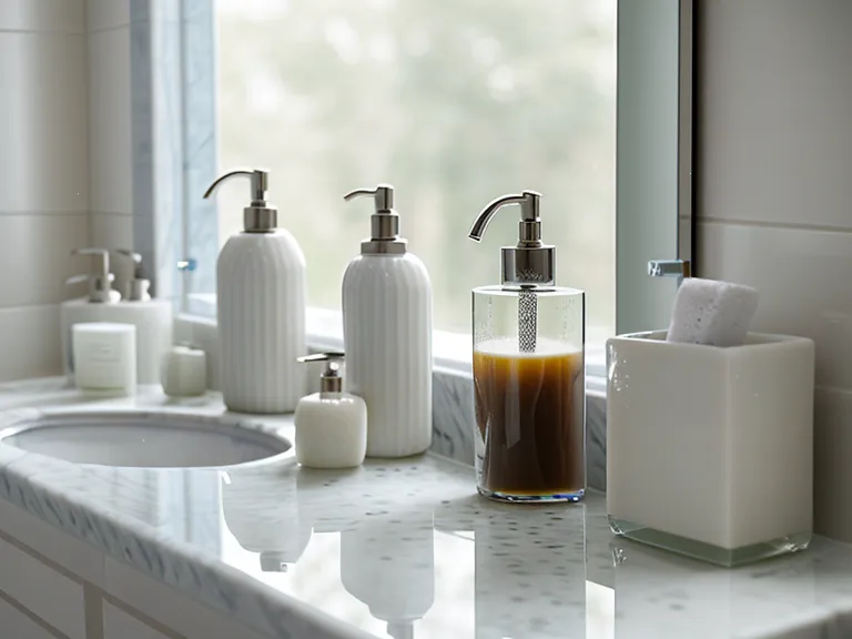 Bathroom cabinet shelf lined with oral probiotic bottles collected during months of probiotic testing for oral microbiome and dental health hacks