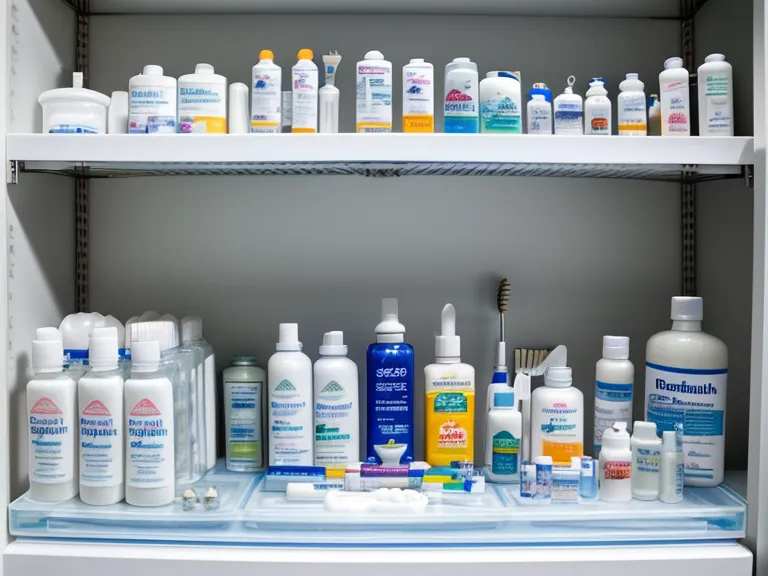 Collection of oral probiotic products in a bathroom cabinet graveyard