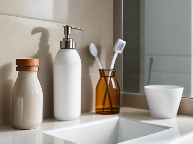 A bottle of oral probiotics on a nightstand next to a glass of water.