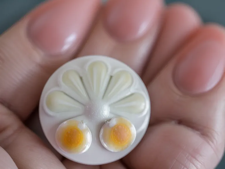 Close up of an oral probiotic lozenge being held