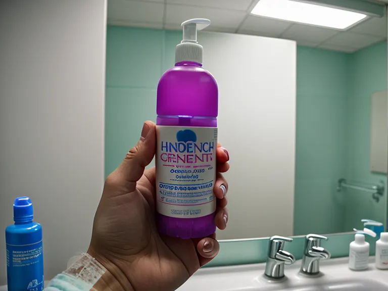 Hand reaching for BioDentex in a crowded bathroom cabinet