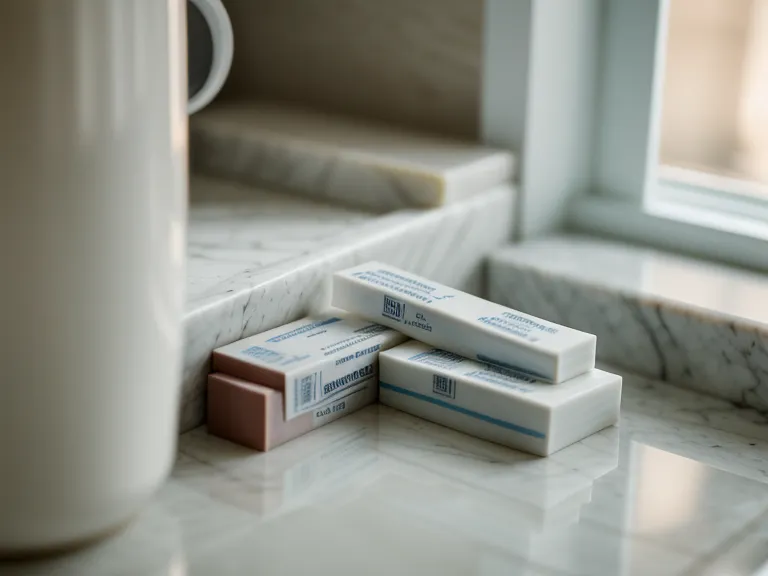 Saliva pH testing strips showing a healthy neutral range on a counter.