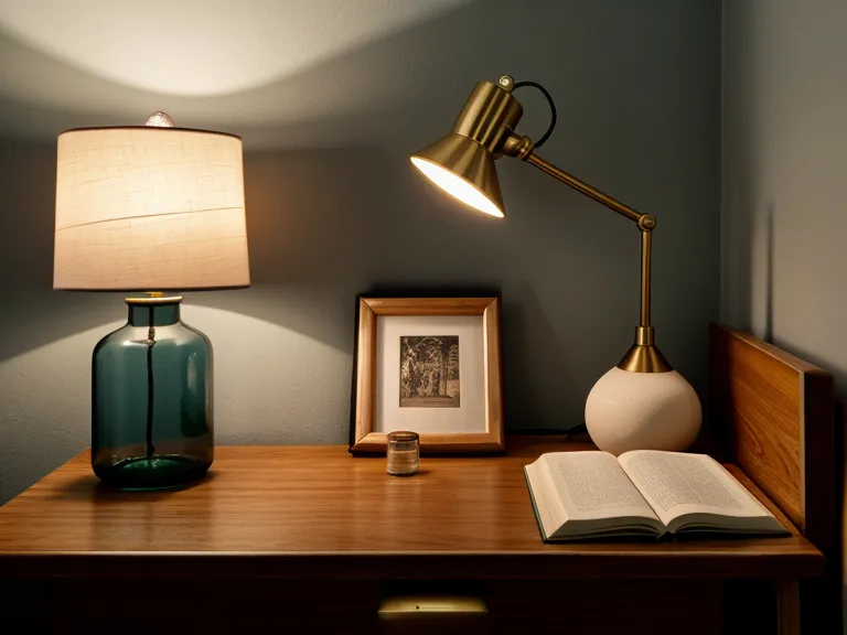 A bedside table with a lamp and probiotics for a nighttime ritual.