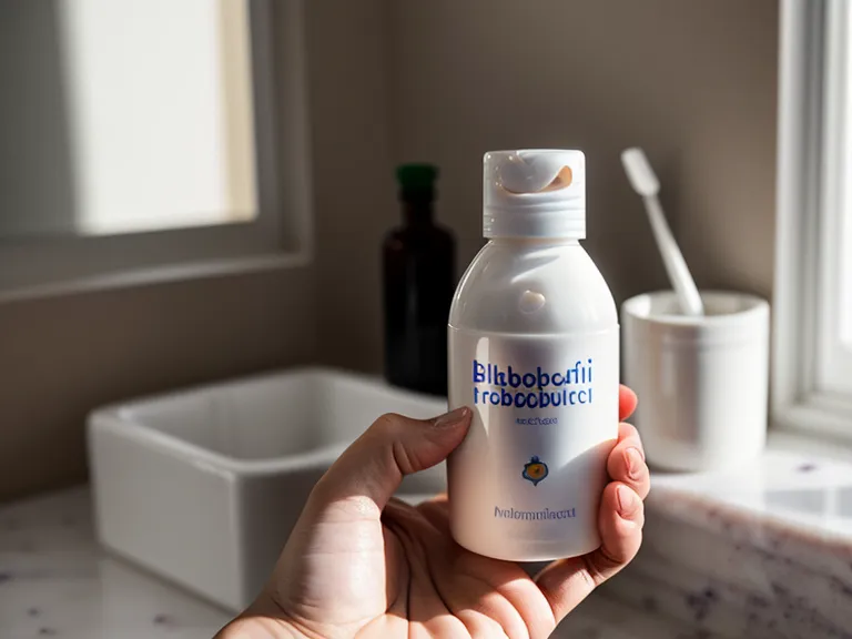 A person reading the ingredient label on a probiotic bottle.