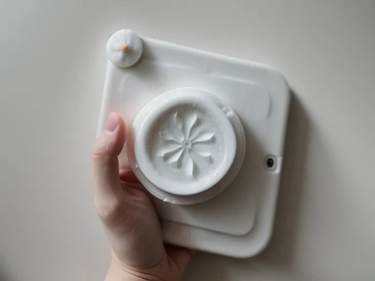A close-up of a white oral probiotic tablet held between fingers.