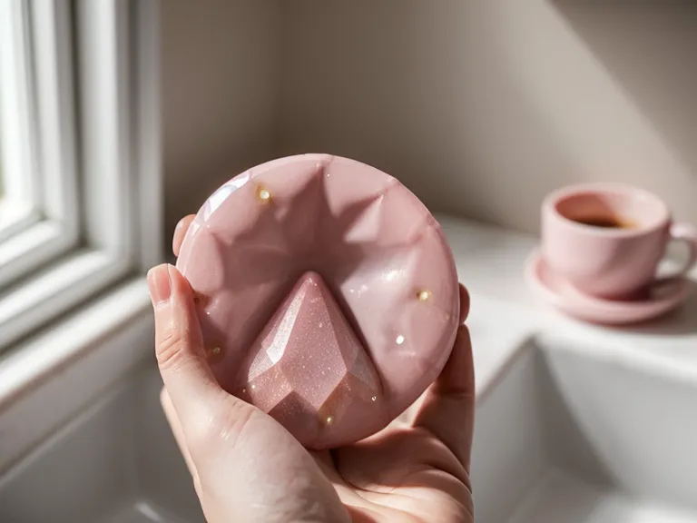 A hand holding a strawberry-flavored oral probiotic lozenge over a clean sink.