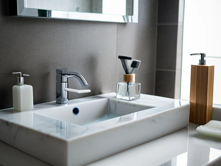 A bathroom cabinet shelf with oral probiotics and dental care products