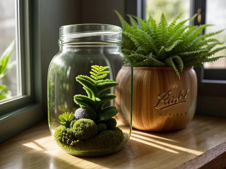 A small green garden in a jar representing a healthy mouth ecosystem