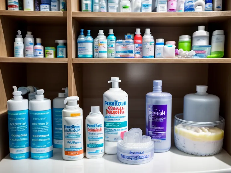 Bathroom shelf with several oral probiotics bottles, ProvaDent in focus for this review