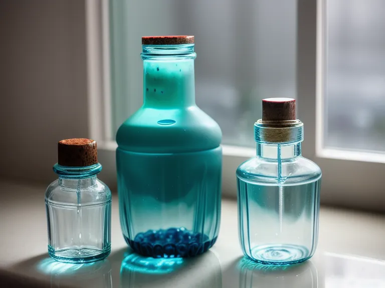Old mouthwash bottles in the background with a new probiotic bottle in focus.
