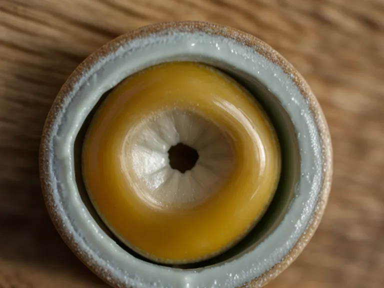 Close up shot of a single oral probiotic lozenge showing its texture.