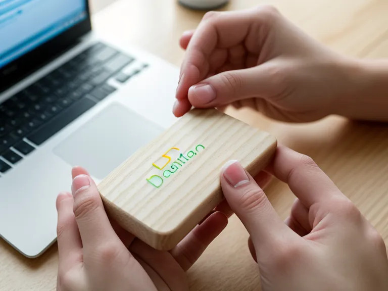 A close-up of a hand holding an oral probiotic tablet in a home office setting.
