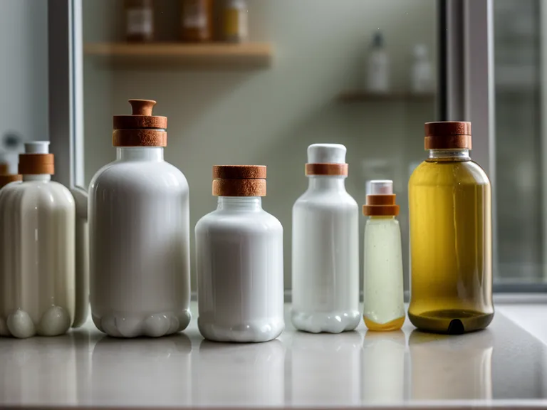 A shelf full of various oral probiotic bottles in a home bathroom.