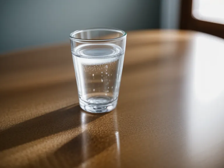 A bottle of ProDentim probiotics on a nightstand next to a glass of water.